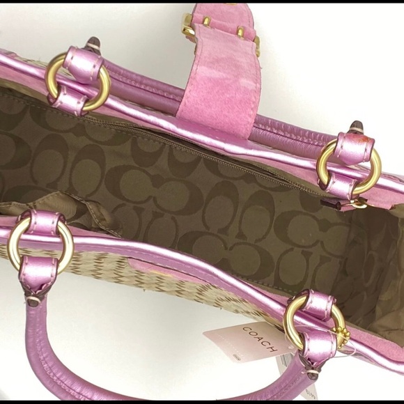 🩷 NWT COACH STRAW AND LEATHER TOTE! - Picture 9 of 13